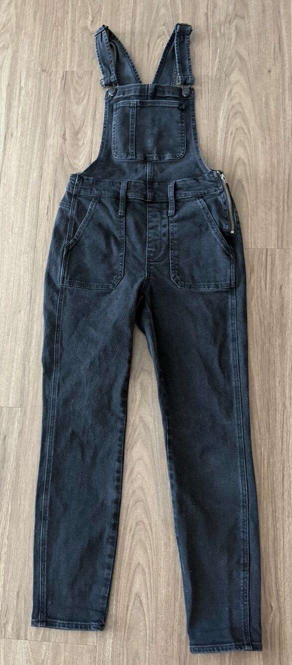 Madewell Skinny Overalls in Lunar Black Wash Size: XSmall